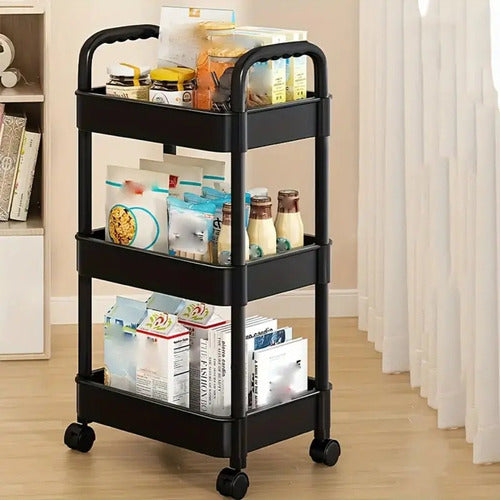 Carrito Carro Organizador Ruedas Multiuso 3 Niveles Norplat Negro