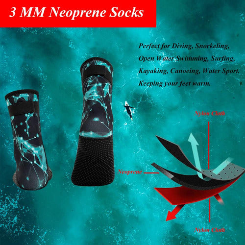 Botas Calcetines Norplat De Neopreno 3mm Cálidas Buceo Playa Negro Estrellado 39 Cl