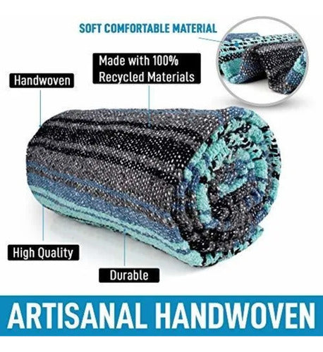 Mantas Mexicanas Hechas A Mano, Manta De Sarape Tejida A Man Negro Carbon Y Ceniza