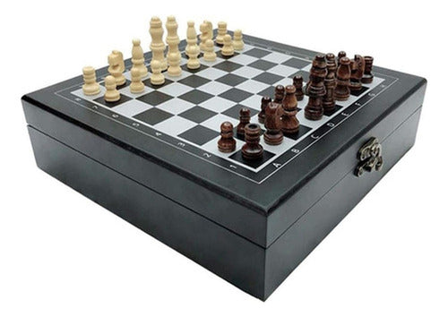 Tablero Ajedrez Madera 4en1 + Domino Naipes Dados - Norplat