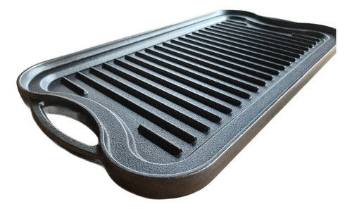 Plancha Hierro Fundido Churrasquera 2 En 1 50x25cm - Norplat Negro