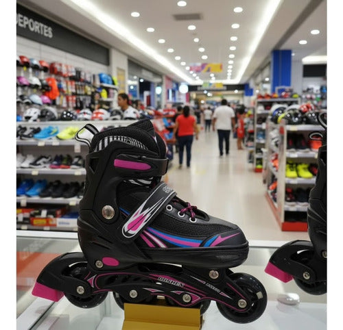 Patines En Linea Rollers Adolescentes Adultos Ajustable M 65 Mm Rosa Chicle