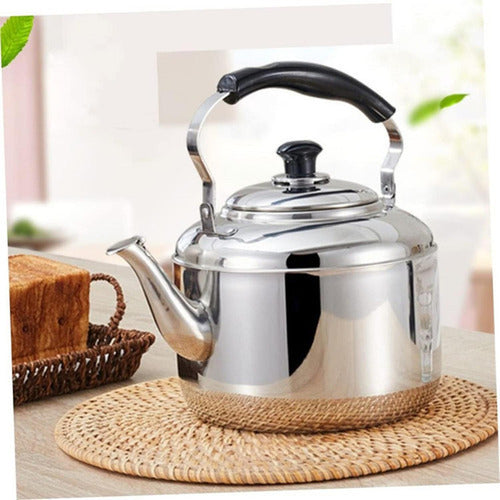 Tetera De Acero Inoxidable Cuello Cisne 5 Litros - Norplat Plateado