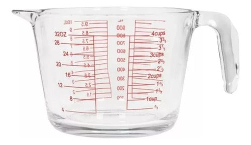 Norplat Jarra Medidora 1 Litro Vidrio Templado Transparente Transparente