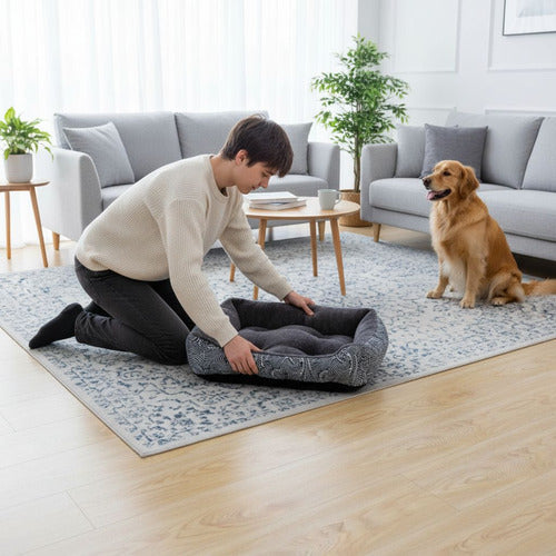 Cama Mascota Ultrasuave Gato Perro Xxl Hasta 50kg - Wuf Azul 04