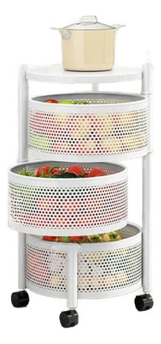 Estante Giratorio Organizador Frutero Metal 3 Pisos Norplat  Blanco