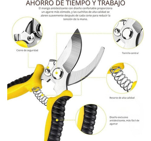 3 Tijeras Podadoras Norplat - Tijeron Poda Acero Inoxidable Multicolor