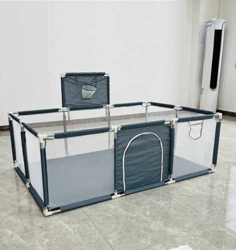 Corral Para Bebe Con Aro De Basket 180cm Seguridad - Norplat Gris Oscuro