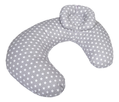 Almohada Maternal Cojín Lactancia Embarazada Guagua Norplat Gris Estrellas Blancas