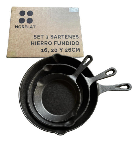 Sartenes De Hierro Fundido Juego De Sartenes 3 Piezas Cukin Negro