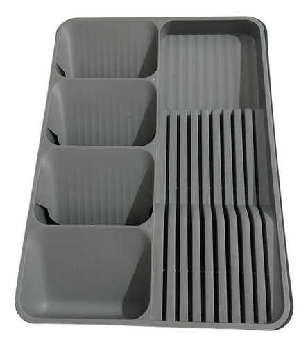 Organizador De Cubiertos Servicio Cocina Extensible Norplat Gris