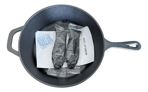 Dutch Oven Norplat Ø26cm 2 Sartenes Hierro Fundido + 2 Grip Negro Mate