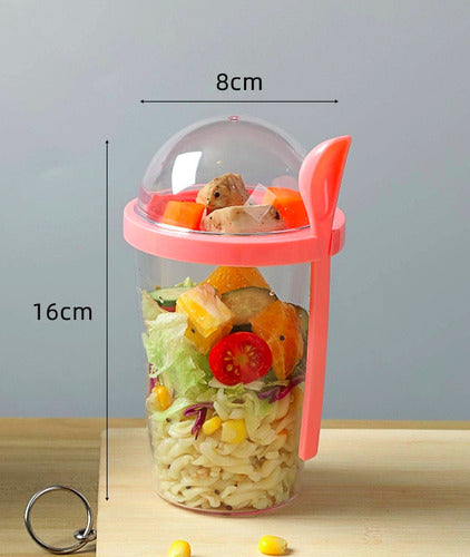 Norplat Set 2 Vasos Yogurt Cereal 400ml Tapa Cuchara Pote Multicolor