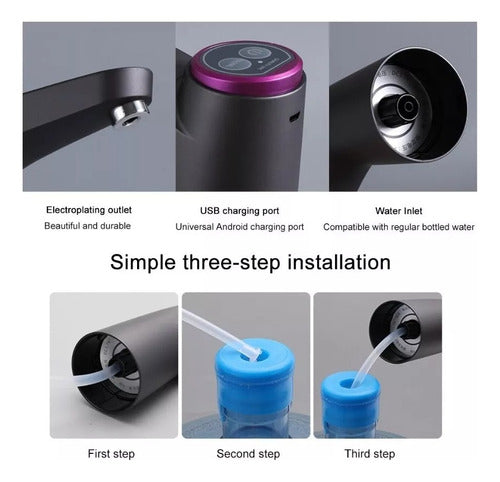 Dispensador De Agua Eléctrico Bomba Portátil Usb - Cukin Negro