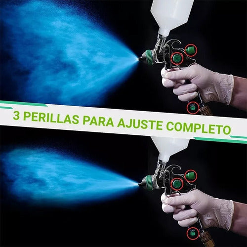 Pistola Pintar 3 Boquillas 1.4a2mm Pintura Gravedad Norplat