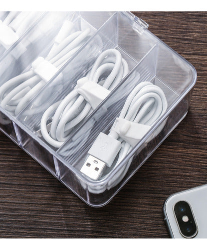 Caja Almacenamiento Organizadora Plastica Cable Tapa Norplat Blanco