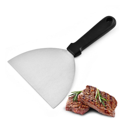Espatula Metálica Para Cocina Parrilla Plancha Hamburguesas Negro