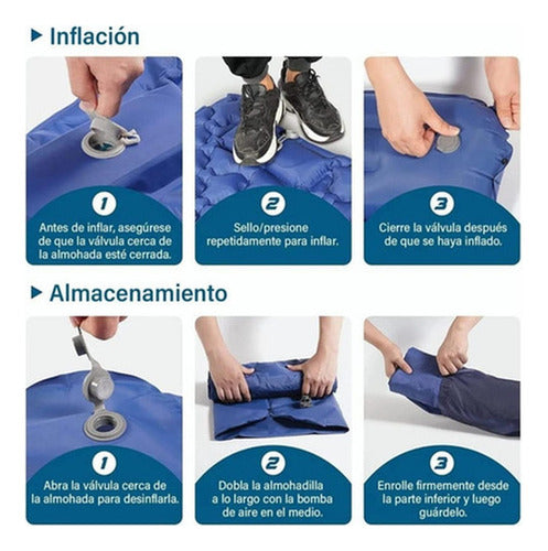 Colchoneta Inflable Plegable Norplat - Acampar Y Senderismo Azul