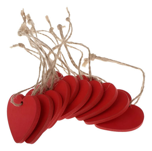 10 Piezas Corazones De Madera Adornos Navideños - Norplat Rojo