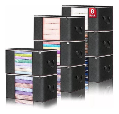 8 Bolsas Organizadoras 80 Litros - Ropa Juguetes - Norplat Negro Lisa