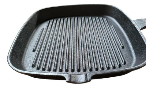 Sartén Bifera Churrasquera Grill Hierro Fundido 24cm Norplat Negro