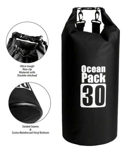 Bolso Seco Flotante Impermeable Mochila 30 Litros - Norplat Negro