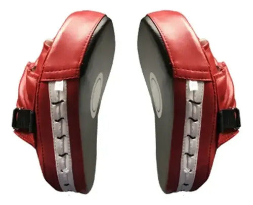 2 Focos Karate Boxeo Norplat Manopla Entrenamiento Curvo Mma Rojo Y Negro