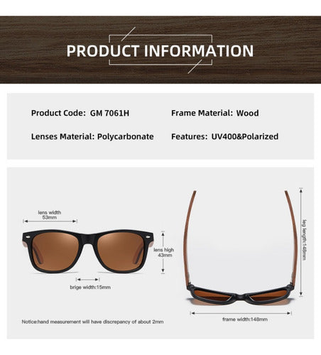 Anteojos De Sol Polarizados Con Marco De Madera - Norplat Wooden Negro Negro Negro Marrón Claro