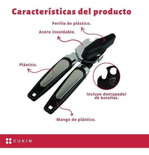Abrelatas De Acero Inoxidable / Mango De Plástico - Cukin