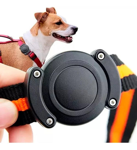 Soporte Collar Mascotas Para Airtag Impermeable Resistente Negro Tag M