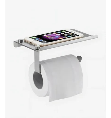 Porta Rollo Papel Higiénico Confort Soporte Celular Norplat Plateado