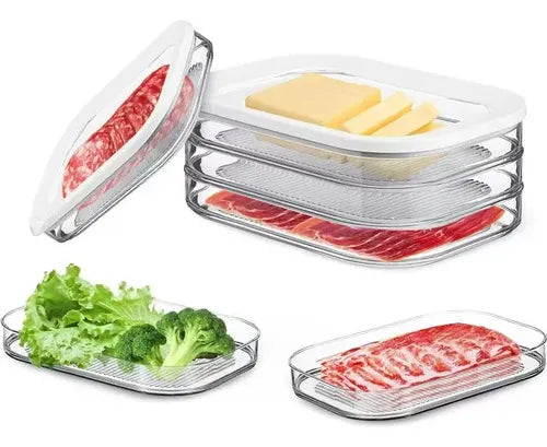 3 Contenedores Hermeticos Para Cecinas Y Queso - Norplat Blanco