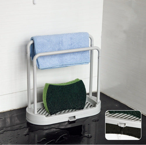 Rack Organizador De Esponja Y Paño De Cocina - Cukin Gris