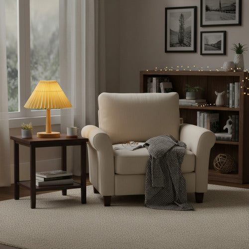 Lampara De Velador Usb Norplat - Mesa Dormitorio Escritorio Marrón Claro Beige