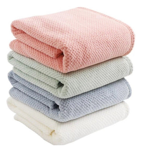 3 Toallas Baño Microfibra Alta Calidad Secado Rápido Norplat Blanco Lisa