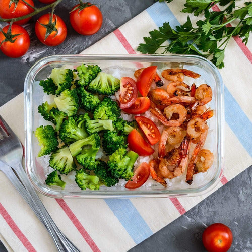 Set 3 Tupper Herméticos De Vidrio Para Comida Taper - Cukin  Negro