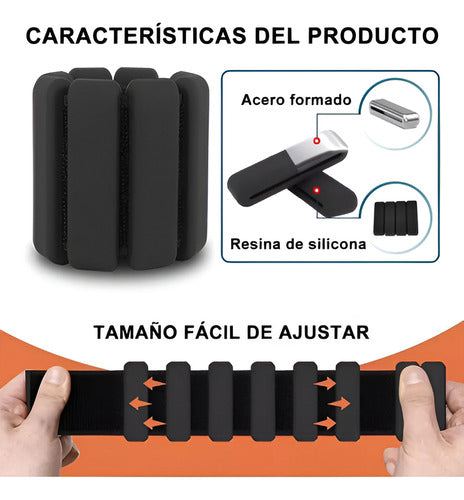 2 Muñequeras Pulsera Silicona Con Peso 450g C/u - Norplat Negro