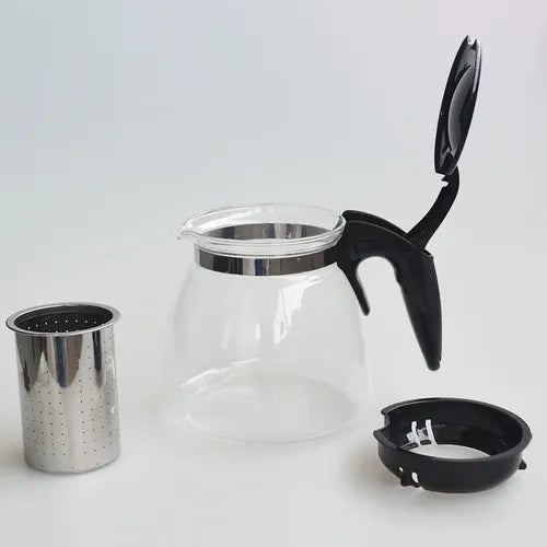 Tetera Jarra Vidrio Filtro Acero Inoxidable Té 1.1lt Norplat Negro