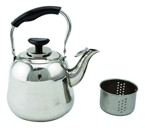 Tetera Infusor Acero Inoxidable Filtro Silvadora 1l Norplat Plateada
