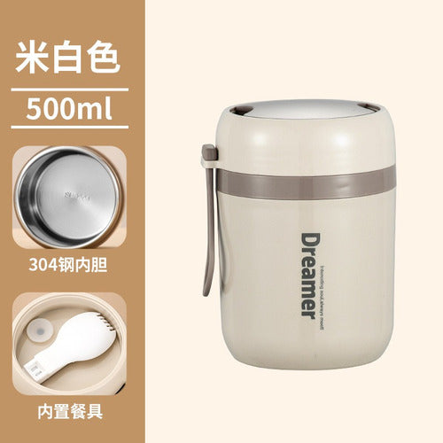 Termo Comida Acero Inoxidable 500ml Con Cuchara - Norplat Blanco