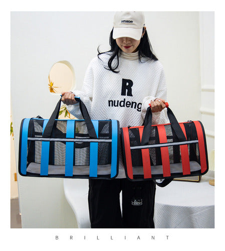 Bolso Transporte Mascota Norplat - Transportador Perro Gato Azul