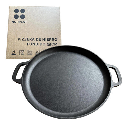 Molde Pizza 34cm Pizzera Argentina Hierro Fundido - Norplat Negro
