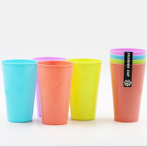Pack 20 Vasos Plasticos Reutilizables Colores Fluor Norplat Rojo