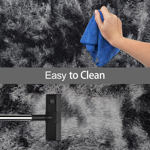 Alfombra Bajada De Cama Peluda 160x60cm 3cm Suave - Norplat Gris Oscuro Y Negro Liso