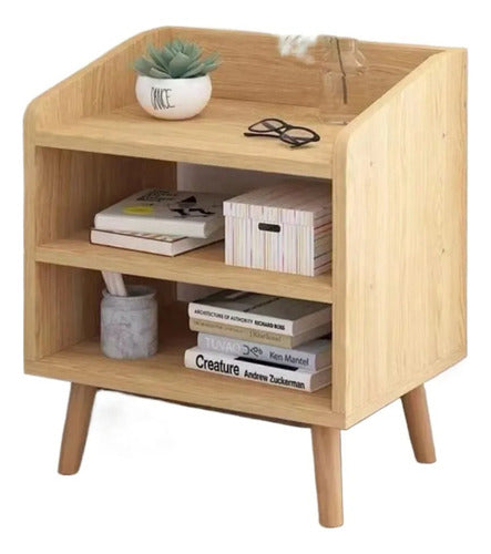 Velador Nordico De Madera Mesita Noche Moderno - Norplat Mate Madera