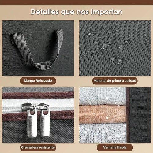 8 Bolsas Organizadoras 80 Litros - Ropa Juguetes - Norplat Negro Lisa