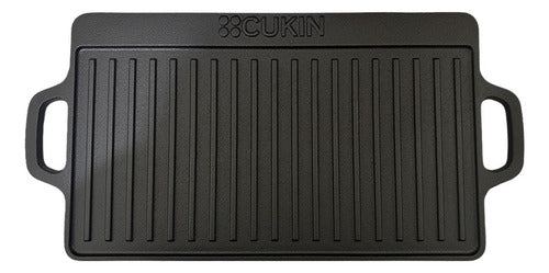 Plancha Churrasquera De Hierro Fundido 2 En 1 - 45x22x1.5cm Negro