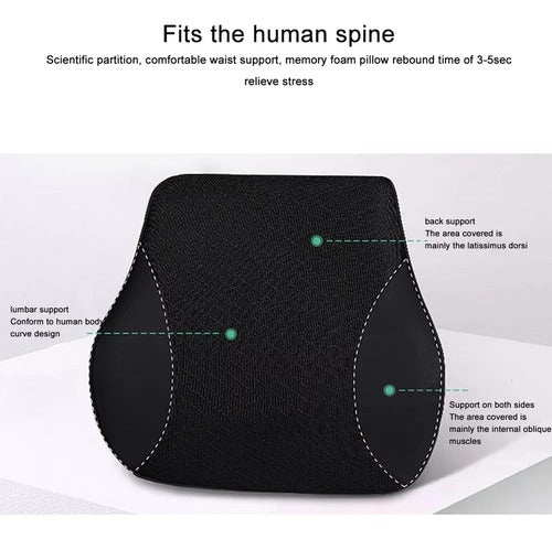 Cojín Lumbar Ortopédico Para Espalda Norplat Soporte Dorsal Negro Geométrico