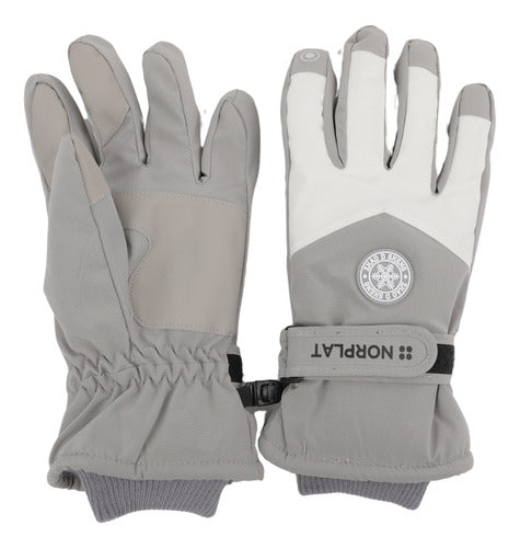 Guantes Térmicos Invierno Ski Nieve Pantalla Táctil Norplat Gris Claro - M