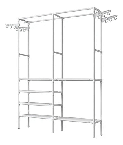 Organizador Ropa Colgador Perchero Con Estantes - Norplat Blanco